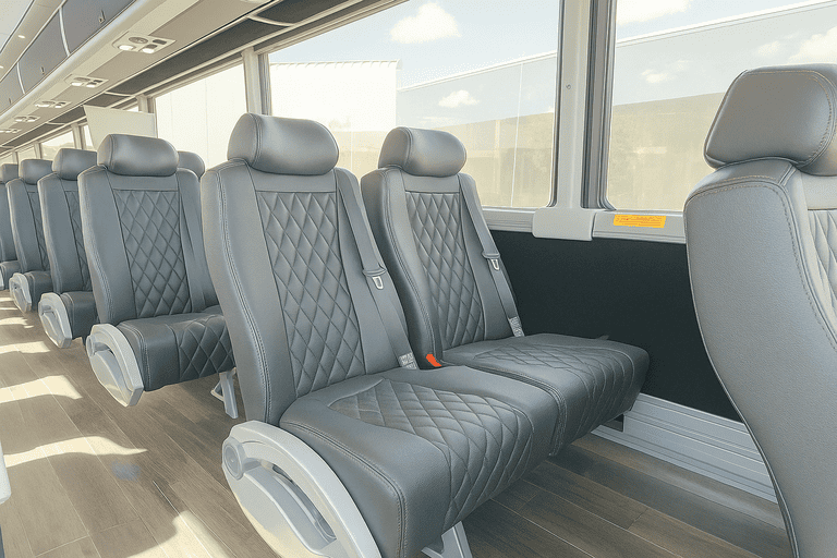 interior of Cicero Minibus Company charter bus
